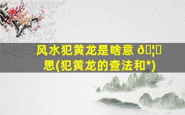 风水犯黄龙是啥意 🦆 思(犯黄龙的查法和*
)